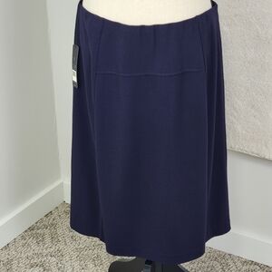 NIC+ZOE NEW Women L Nightshade Navy Ponte Knit Pull-On A-Line‎ Minimalist Skirt